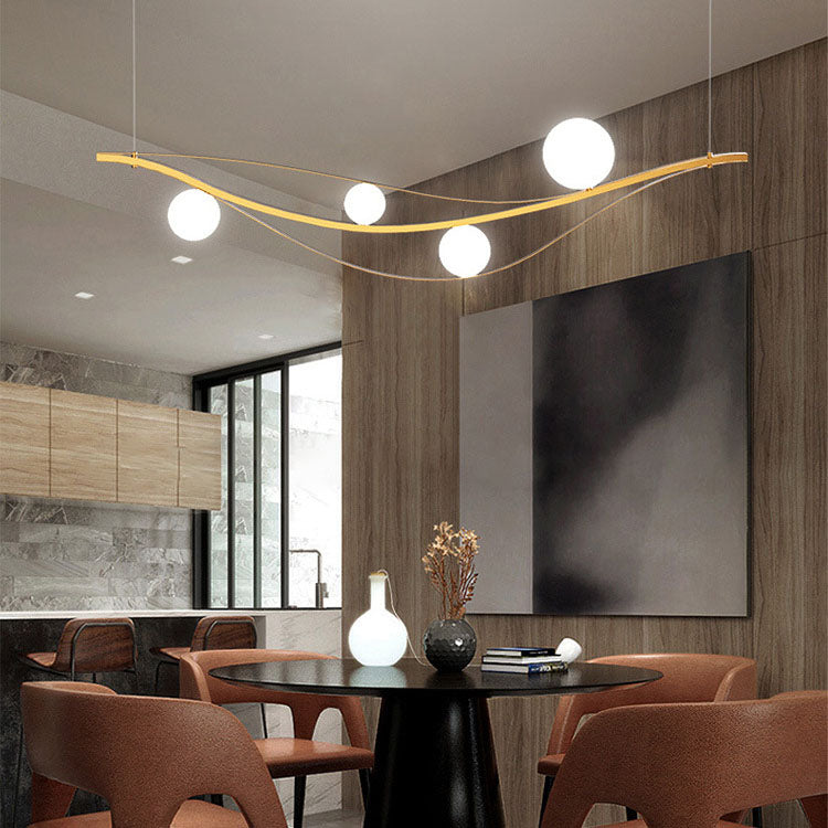Nordic Style 4-Light Island Chandelier in Black Metal for Kitchen Diner