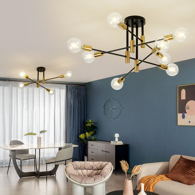 Nordic Minimalist Black Iron 4/6/8-Light Chandelier for Kitchen Island
