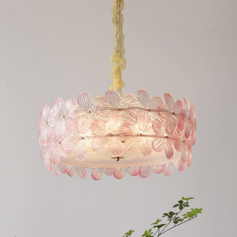 Modern Art Deco Gold Glass & Iron 6/8 Light Chandelier for Living Room