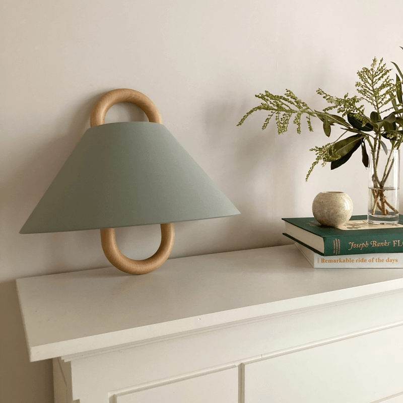 Contemporary Natural Wood Pleated Semi-Circle Wall Sconce for Living Room