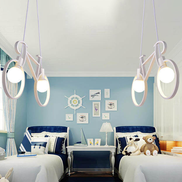 Modern Iron Bicycle-Shaped 2-Light Chandelier for Kids’ Room Decor