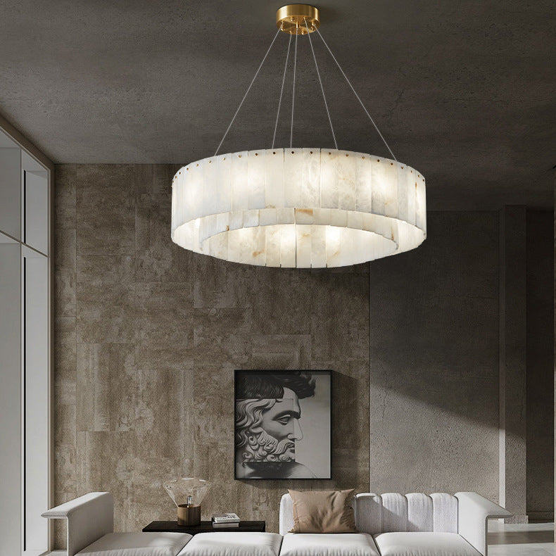 Modern Round Copper Stone Chandelier with 8/12/14 Lights for Living Room
