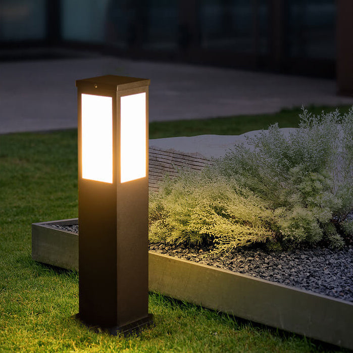 Contemporary Black Waterproof Solar Square Pathway Lantern for Outdoors