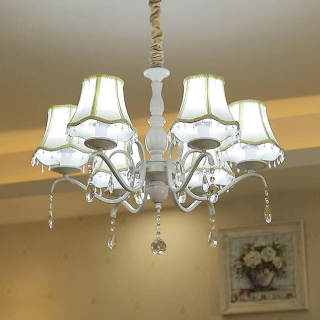 Elegant Modern Iron and Crystal Chandelier for Dining or Living Room