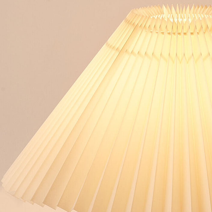 Vintage Japanese Minimalist Pleated Wood LED Table Lamp for Living Room