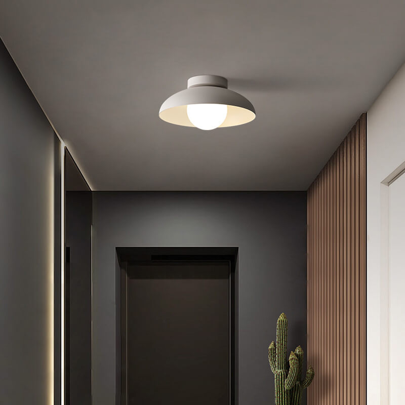 Nordic Wabi-Sabi Iron & Glass Semi-Flush Mount Light for Living Room