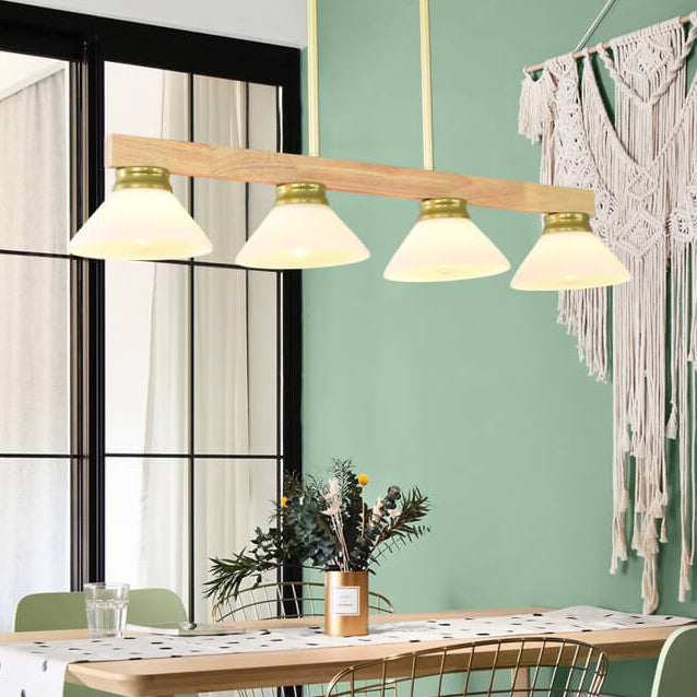 Nordic Pine Wood Cone Pendant Chandelier for Kitchen Island Lighting