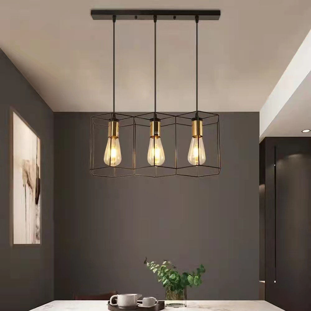 Industrial Geometric Iron 3/5 Light Island Chandelier for Dining Room