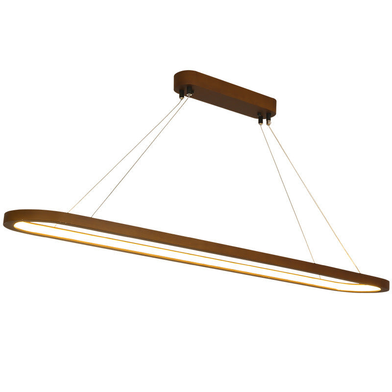 Modern Solid Wood Round LED Island Chandelier for Kitchen Dining Room