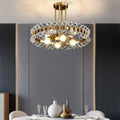 Modern Gold Finish Chandelier with Colorful Glass Shades for Living Room
