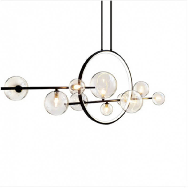 Contemporary Clear Glass Bubble Pendant Chandelier for Dining Room