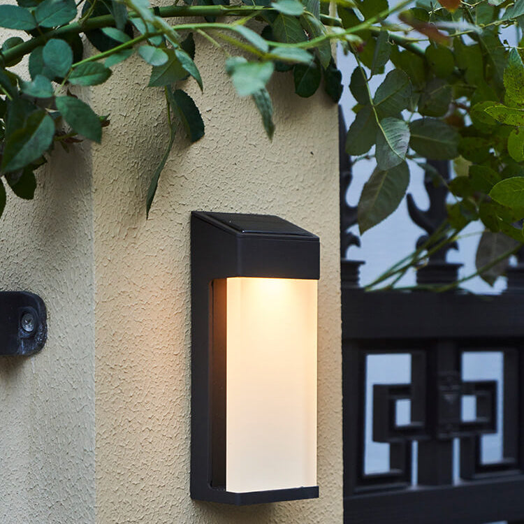 Modern Frosted Glass Solar LED Wall Sconce Light for Outdoor Spaces