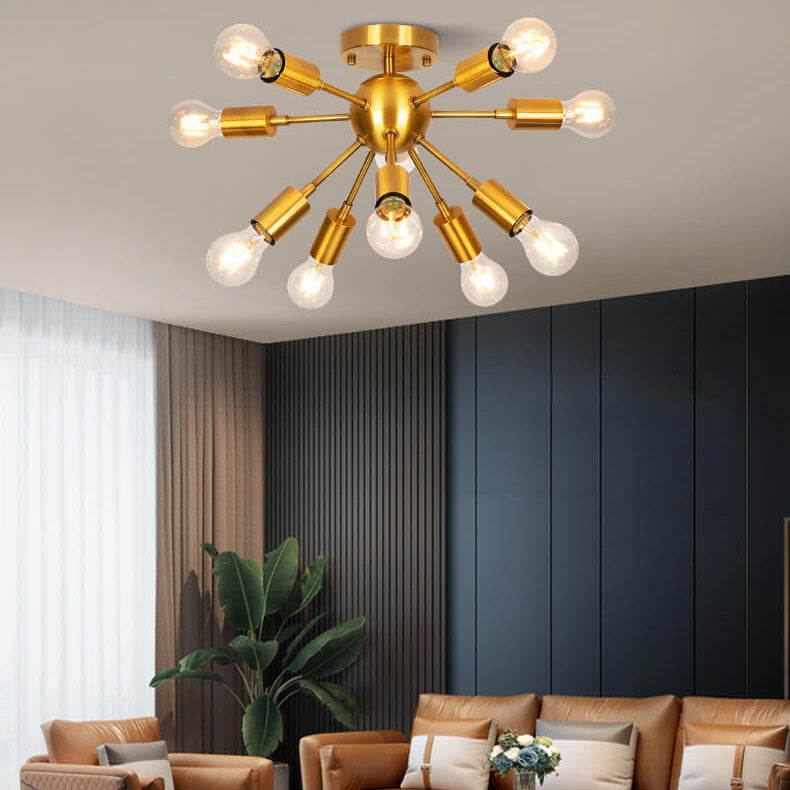 Modern Golden Iron Frame Glass Chandelier 10-Light for Dining Room