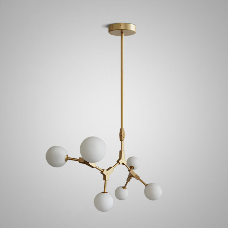 Scandinavian Glass & Iron Chandelier, 6/8 Lights for Modern Bedrooms