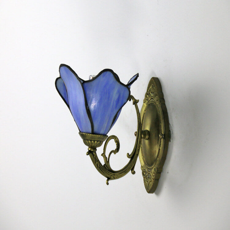 Antique Tiffany Style Stained Glass 1-Light Wall Sconce for Living Room