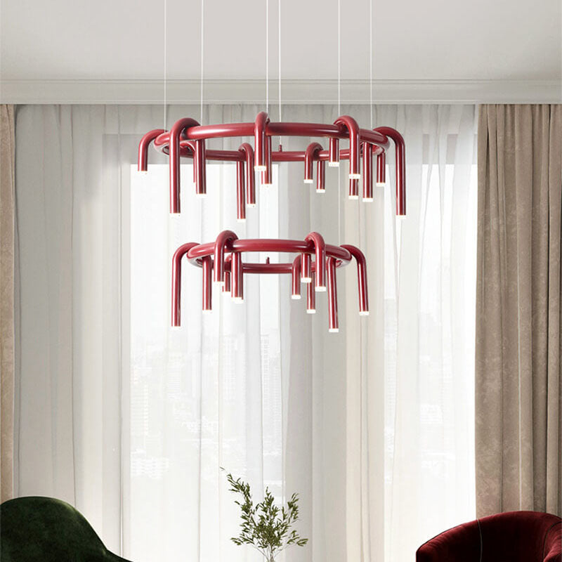 Modern Geometric Iron LED Chandelier for Stylish Living Room Decor