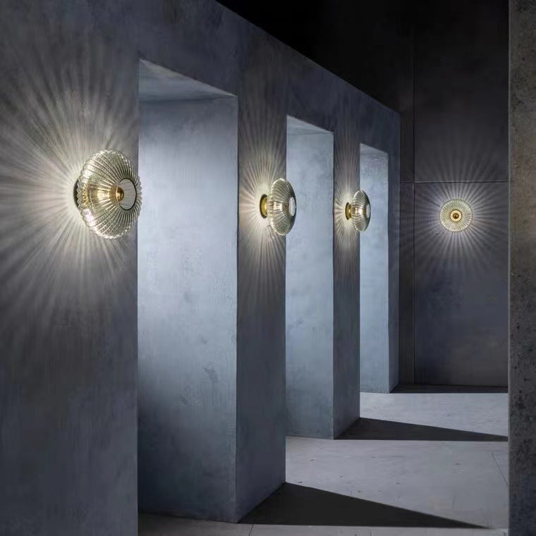 Nordic Iron & Glass Round Disc Wall Sconce Lamp for Modern Living Room