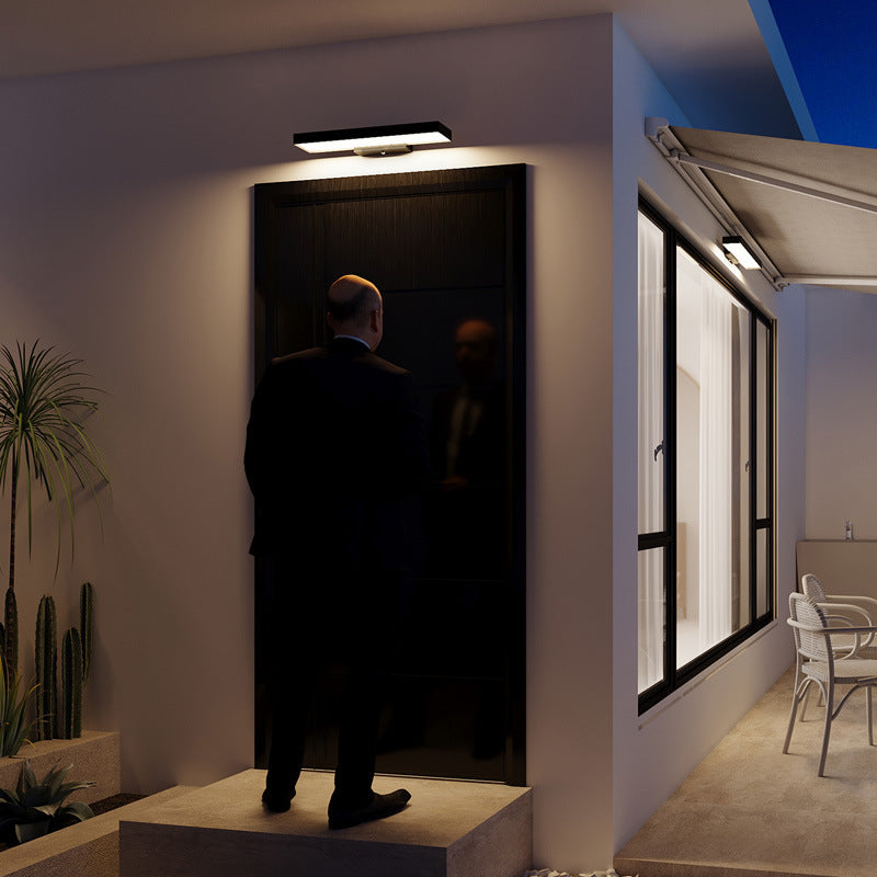 Minimalist Black Rectangular LED Outdoor Wall Sconce Lamp for Patios