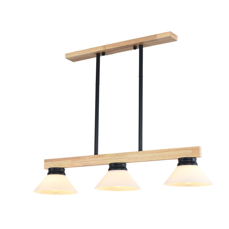 Nordic Pine Wood Cone Pendant Chandelier for Kitchen Island Lighting