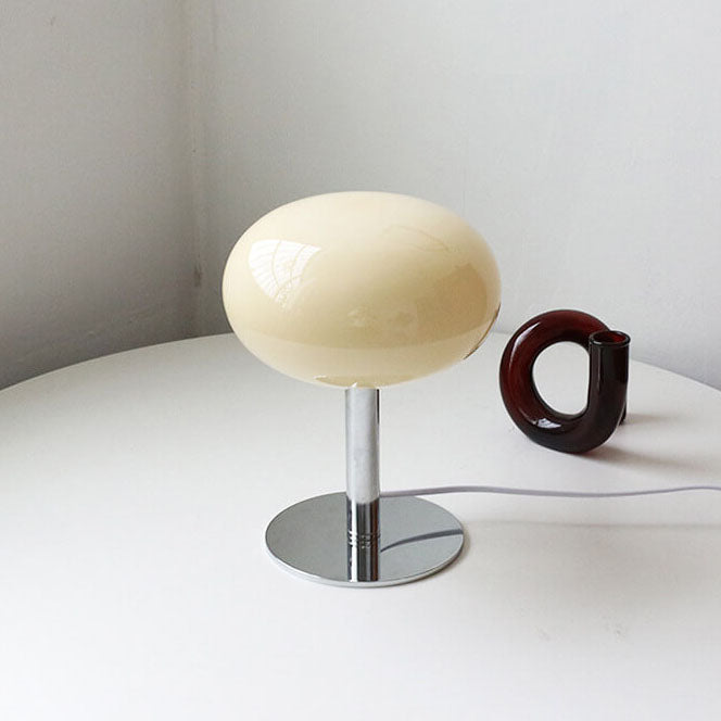 Modern Nordic Round Iron and Glass Table Lamp for Bedroom Decor