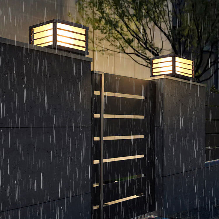 Sleek Black Solar-Powered Aluminum LED Post Light for Garden Landscape