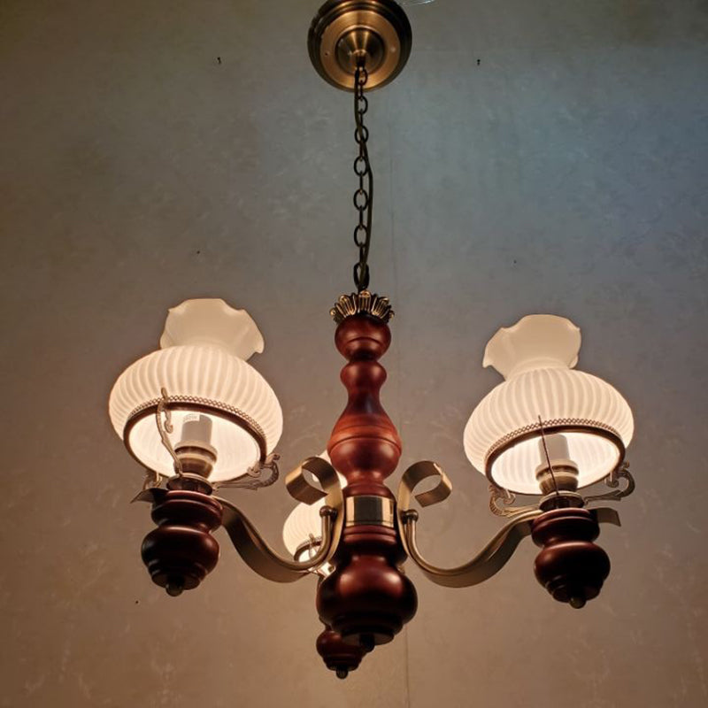 Rustic Iron and Wood 3-Light Candelabra Chandelier for Living Room