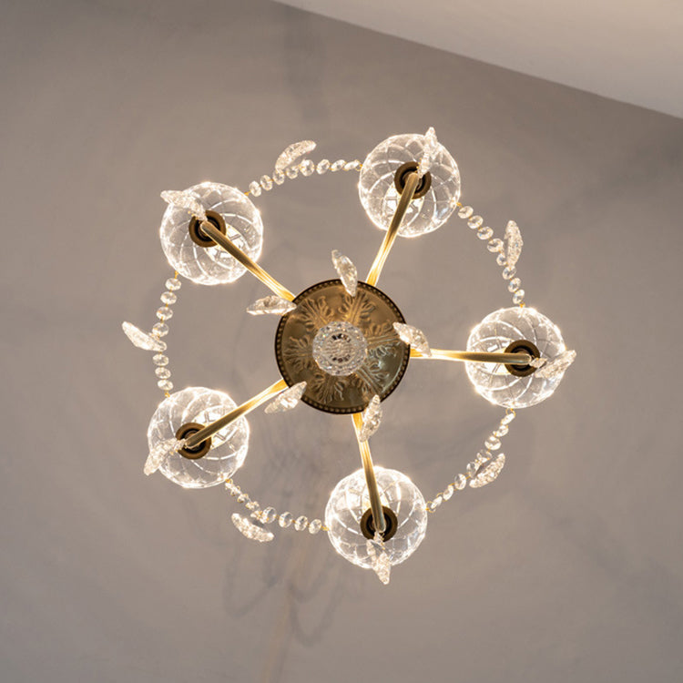 Elegant Brass and Crystal 5/6/8-Light French Candelabra Chandelier for Living Room