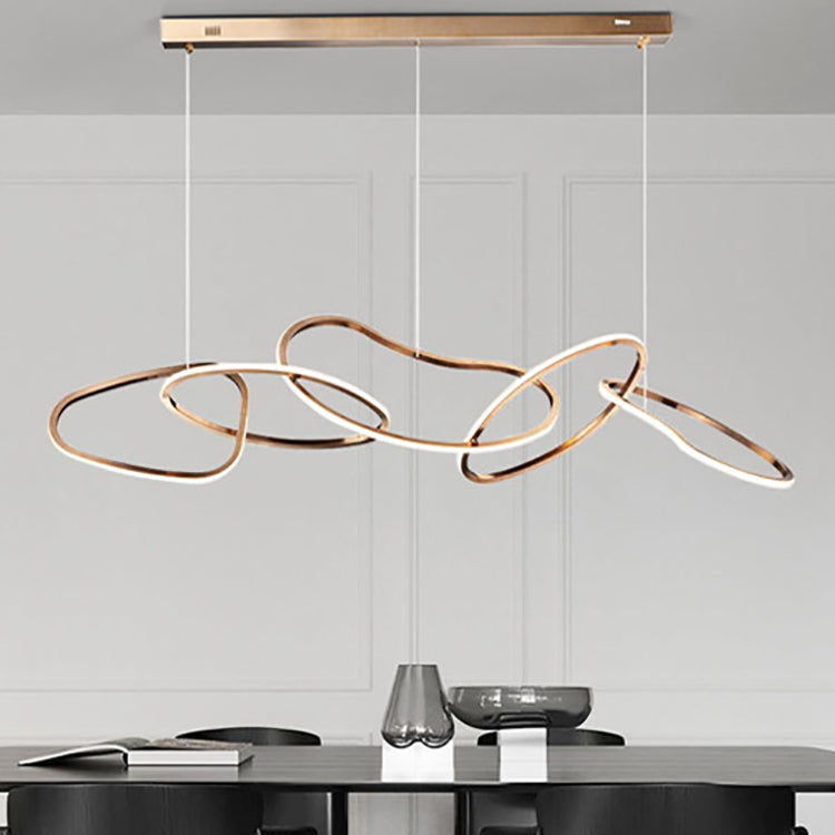Modern Stainless Steel Round LED Chandelier for Dining Room Lighting