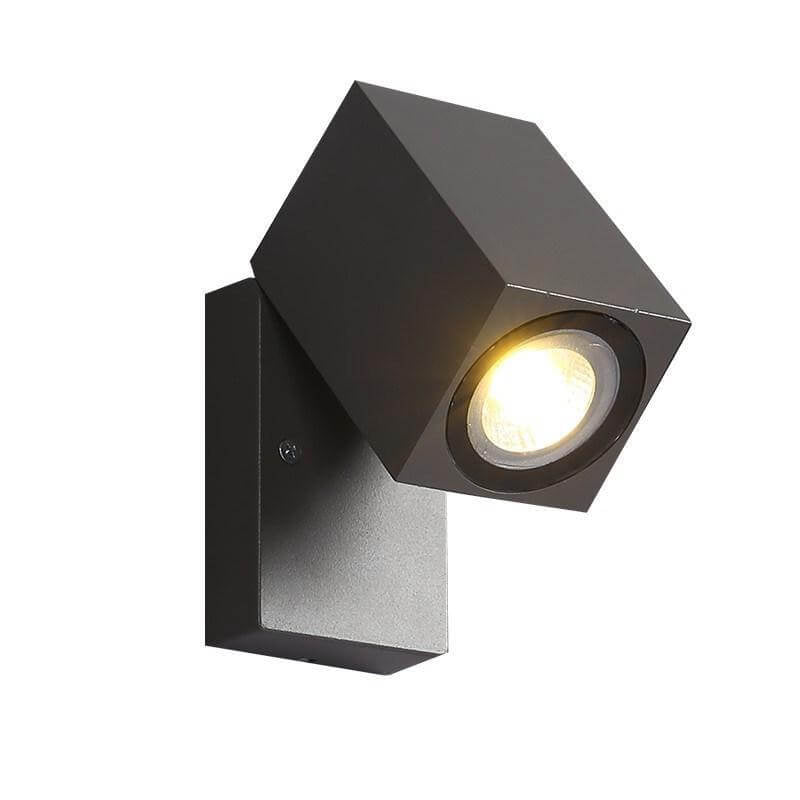 Adjustable Modern Black Square LED Outdoor Spotlight Wall Lamp for Garden