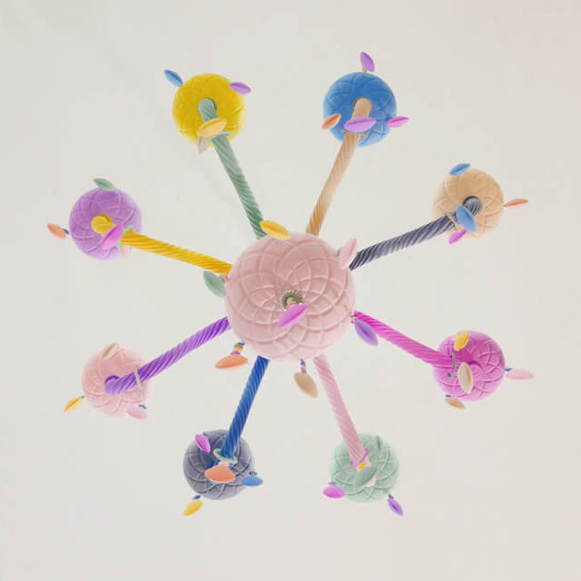 Modern Pink Princess Macaron Glass Chandelier for Kids' Bedroom