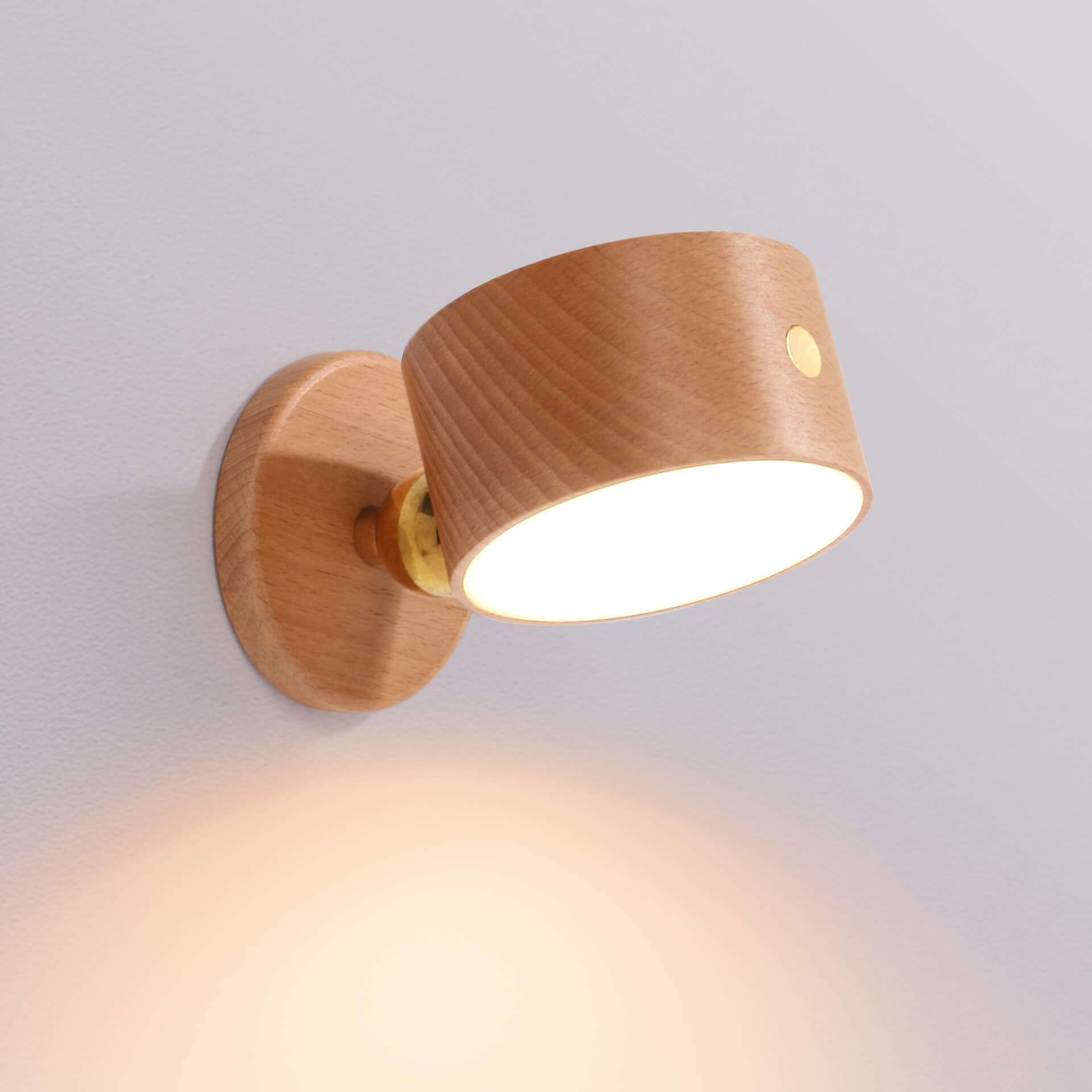 Rustic Wooden LED Wall Sconce with Rechargeable Touch Control for Bedrooms
