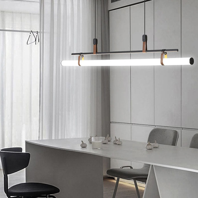 Sleek Black Iron & Acrylic LED Island Chandelier for Dining & Living Room