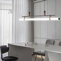 Sleek Black Iron & Acrylic LED Island Chandelier for Dining & Living Room