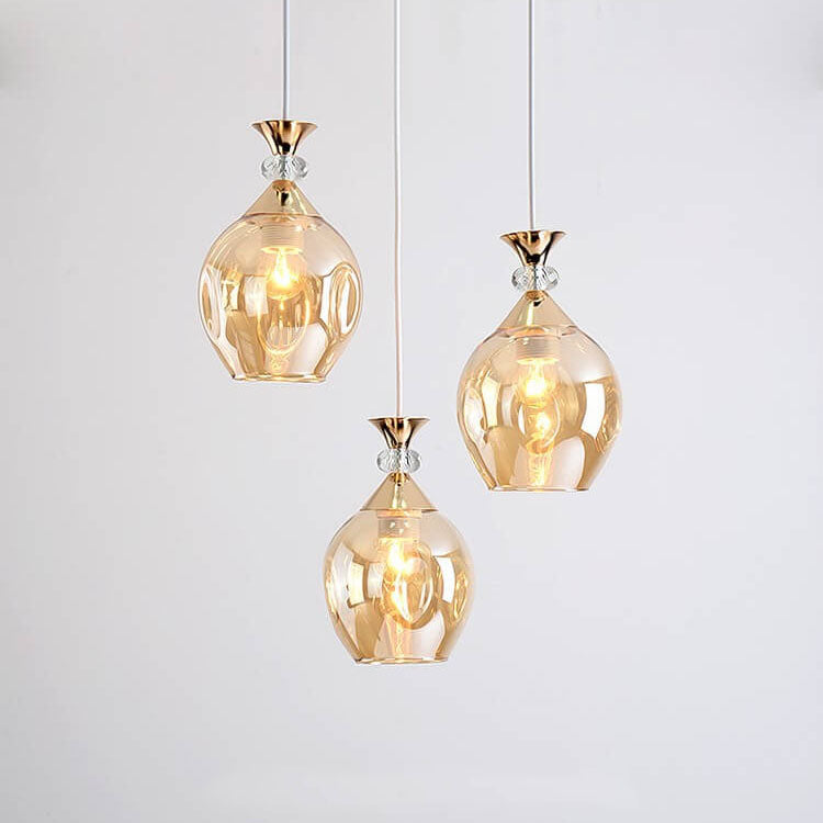 Nordic Gradient Glass Orb 1/3 Light Chandelier for Modern Living Room