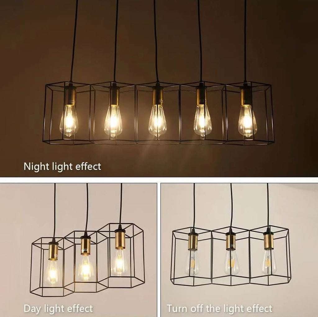 Mid-Century Geometric Iron Frame 3/5-Light Island Chandelier for Living Room