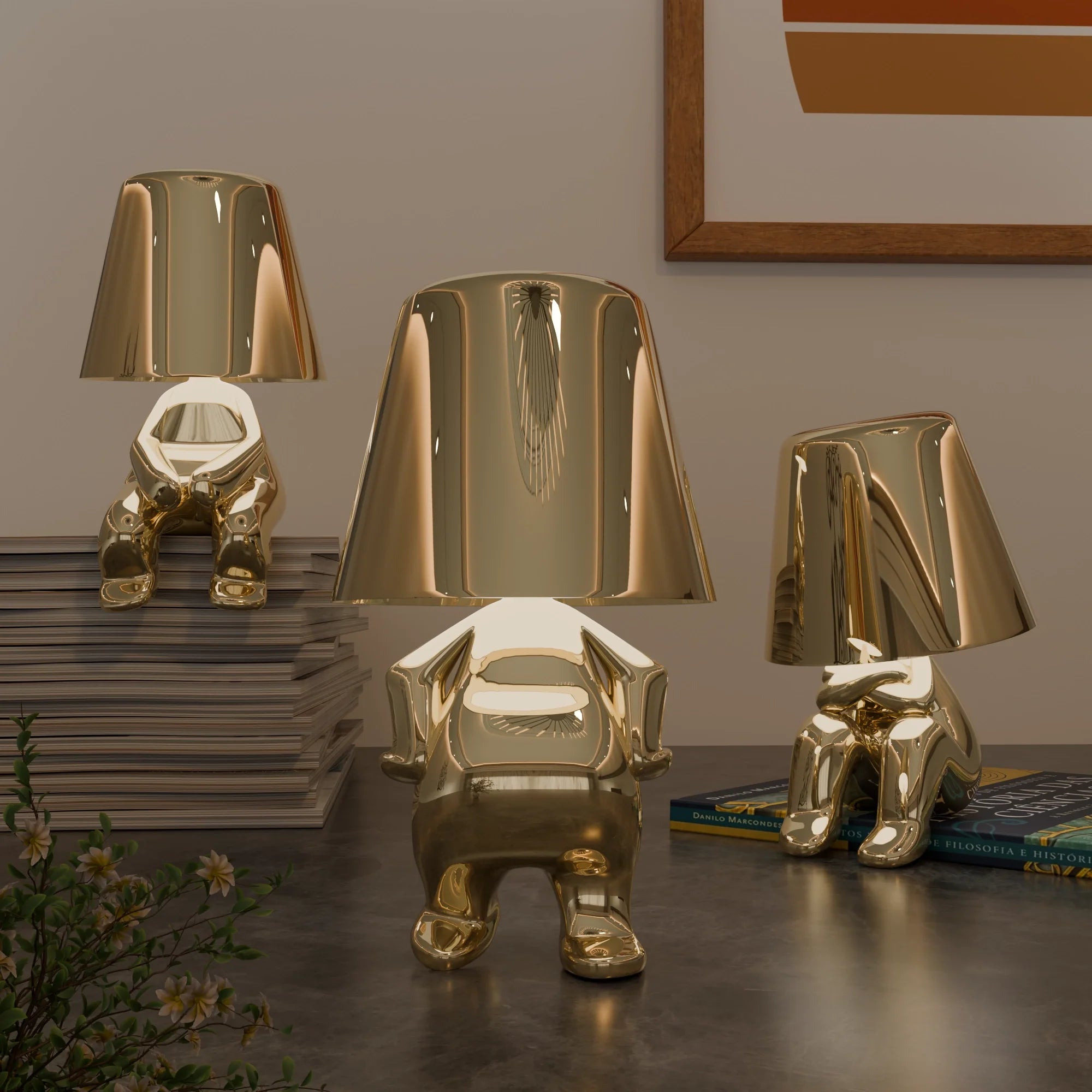 Elegant Golden Table Lamp Collection in Metal for Living Room Décor