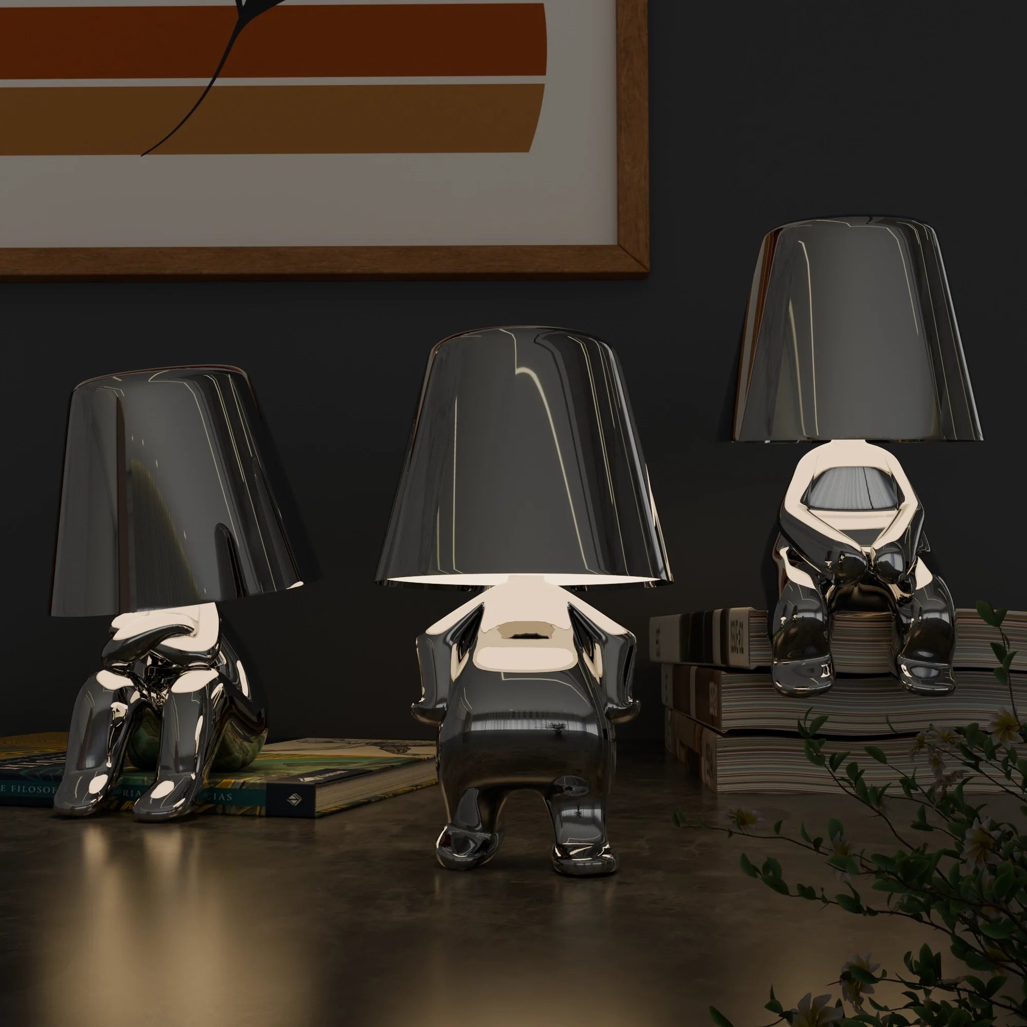 Contemporary Silver Metal Table Lamps for Living Room Bedroom Decor