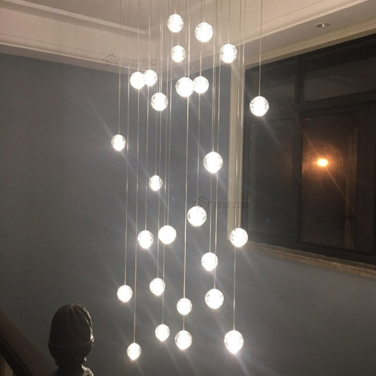 Modern Crystal Orb LED Chandelier Pendant for Luxurious Staircase Decor