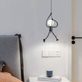 Modern Black Iron and Resin Hanging Figurine Chandelier for Living Room