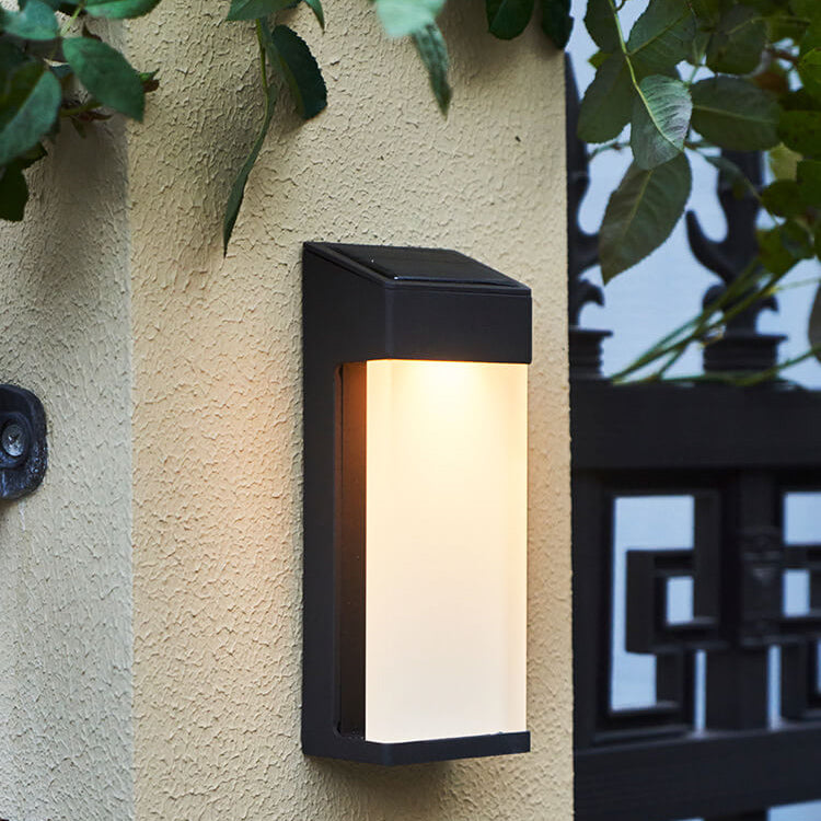 Modern Frosted Glass Solar LED Wall Sconce Light for Outdoor Spaces