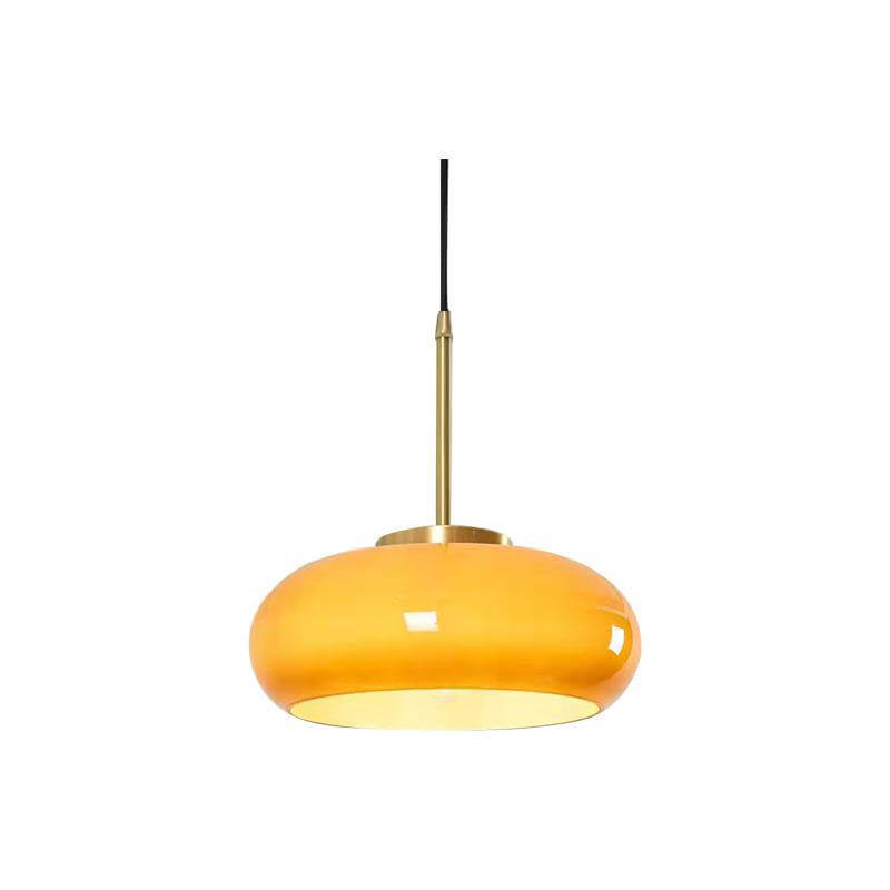 Chic Retro Round Copper Pendant Light in Solid Color for Dining Room