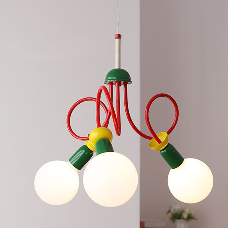Scandinavian Black Orb Glass Chandelier, 2/3/5 Lights for Bedroom