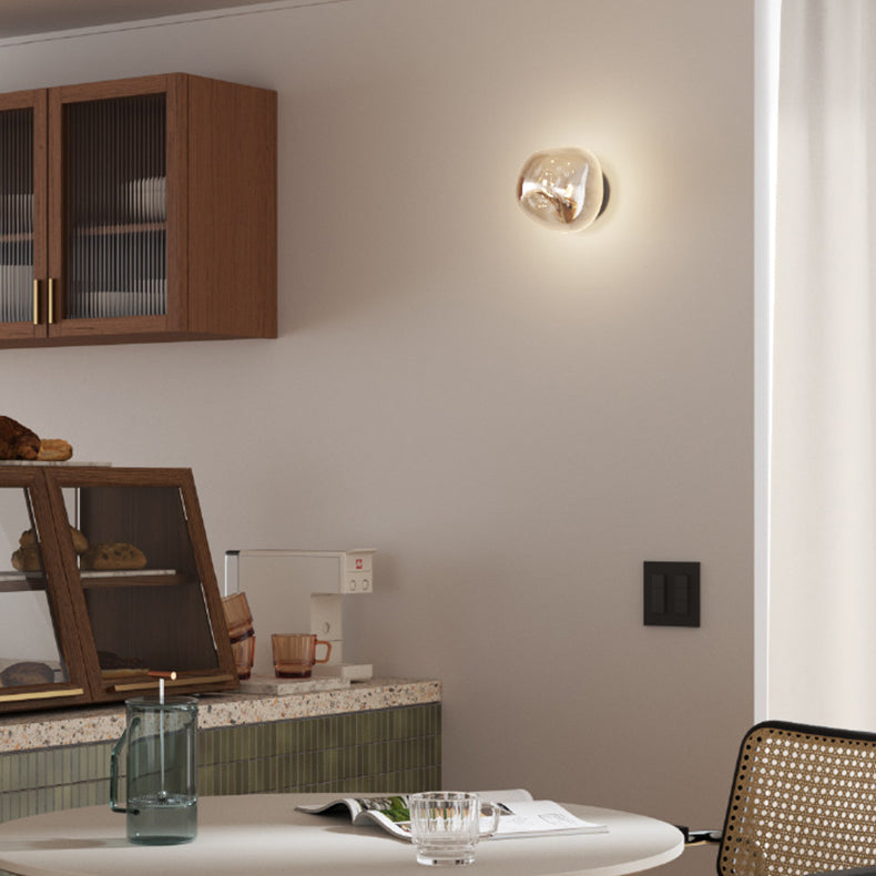 Irregular Spherical Electroplated Glass Wall Sconce Lamp for Living Room