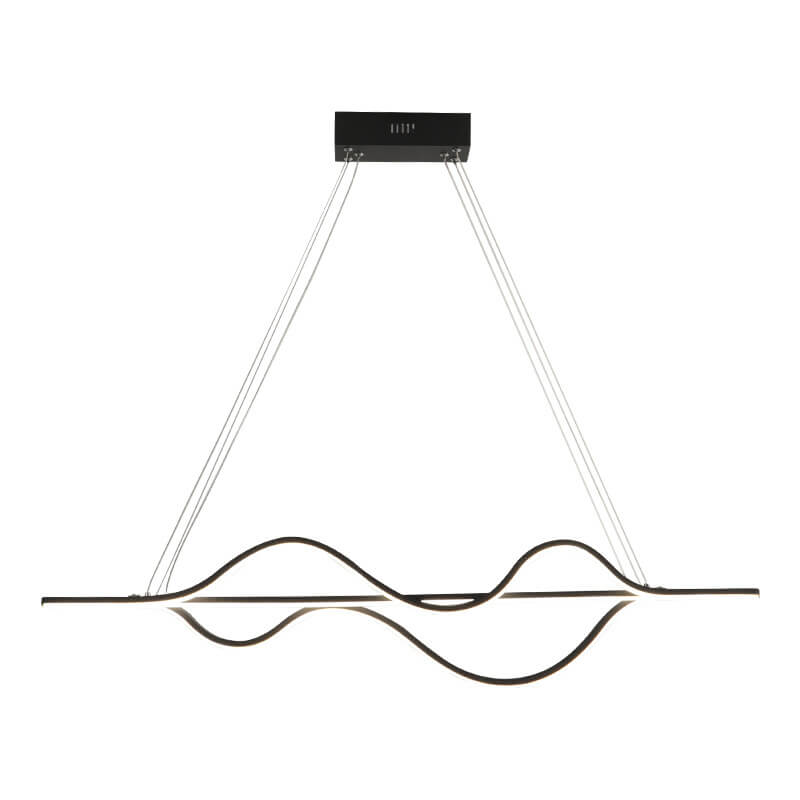 Sleek Black Metal LED Island Chandelier for Modern Kitchen Lighting