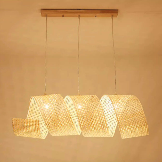 Elegant Bamboo Weaving Ribbon 2/3-Light Chandelier for Dining Rooms