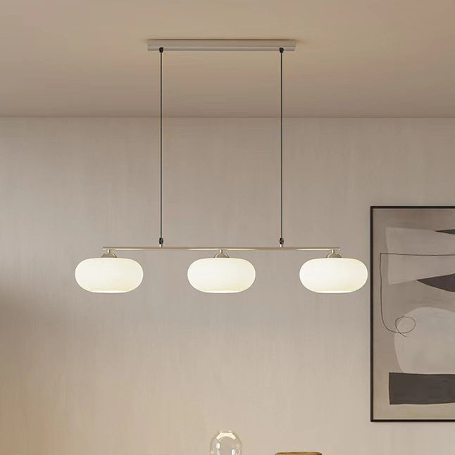 Modern Minimalist Persimmon Glass 3-Light Iron Chandelier for Dining Room