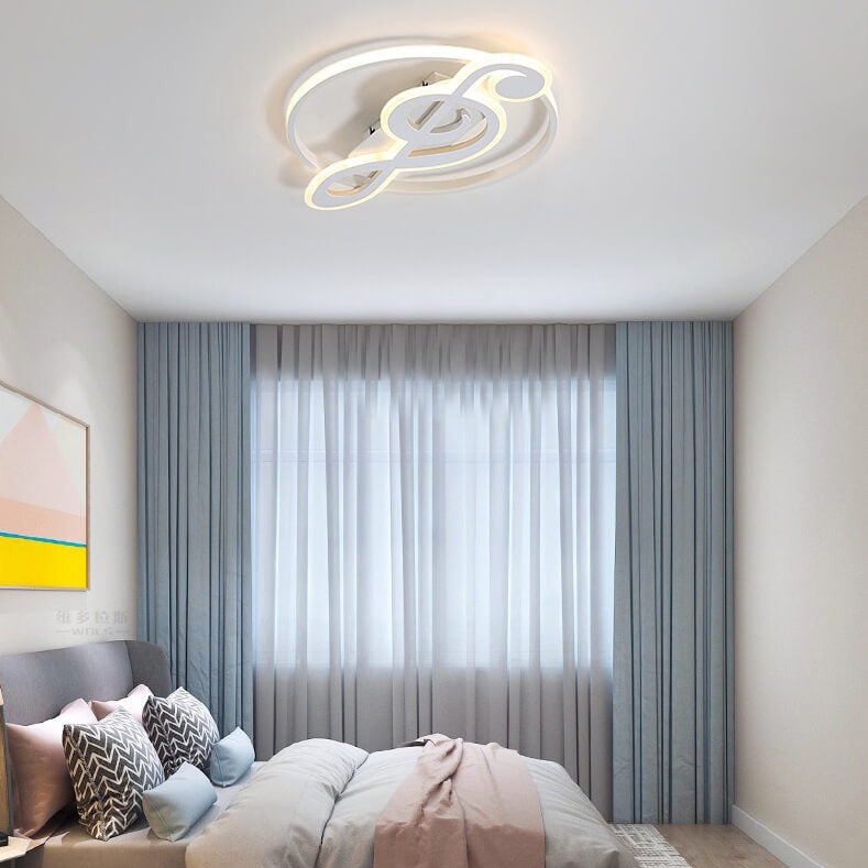 Nordic Style White Music Notes LED Flush Mount Light for Bedroom Hallway