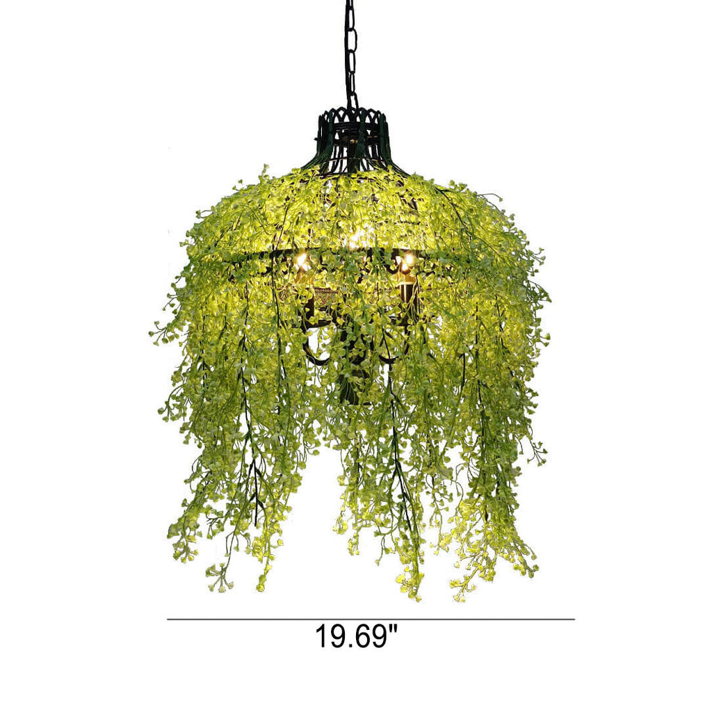 Elegant Green Leaf 3-Light Metal Chandelier for Dining & Living Room