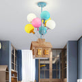 Modern Black and Wood 9-Light Glass Chandelier for Bedroom Decor