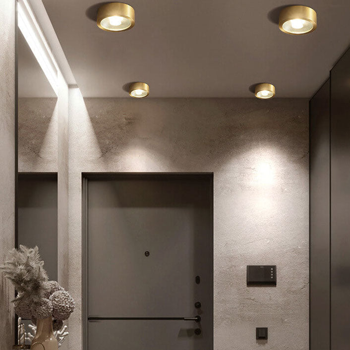 Contemporary Ultra-Thin Copper LED Flush Mount Light for Hallway Decor